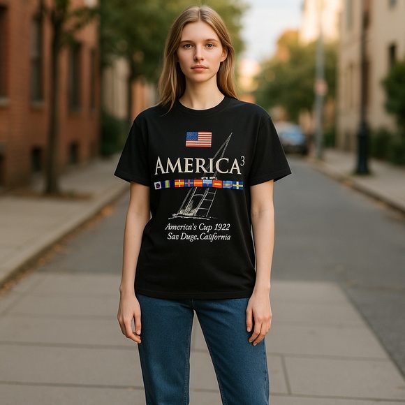 RARE HTF  1992 USA Hosting Country, San Diego,sailing for The Cup UNISEX  size M - Picture 5 of 6